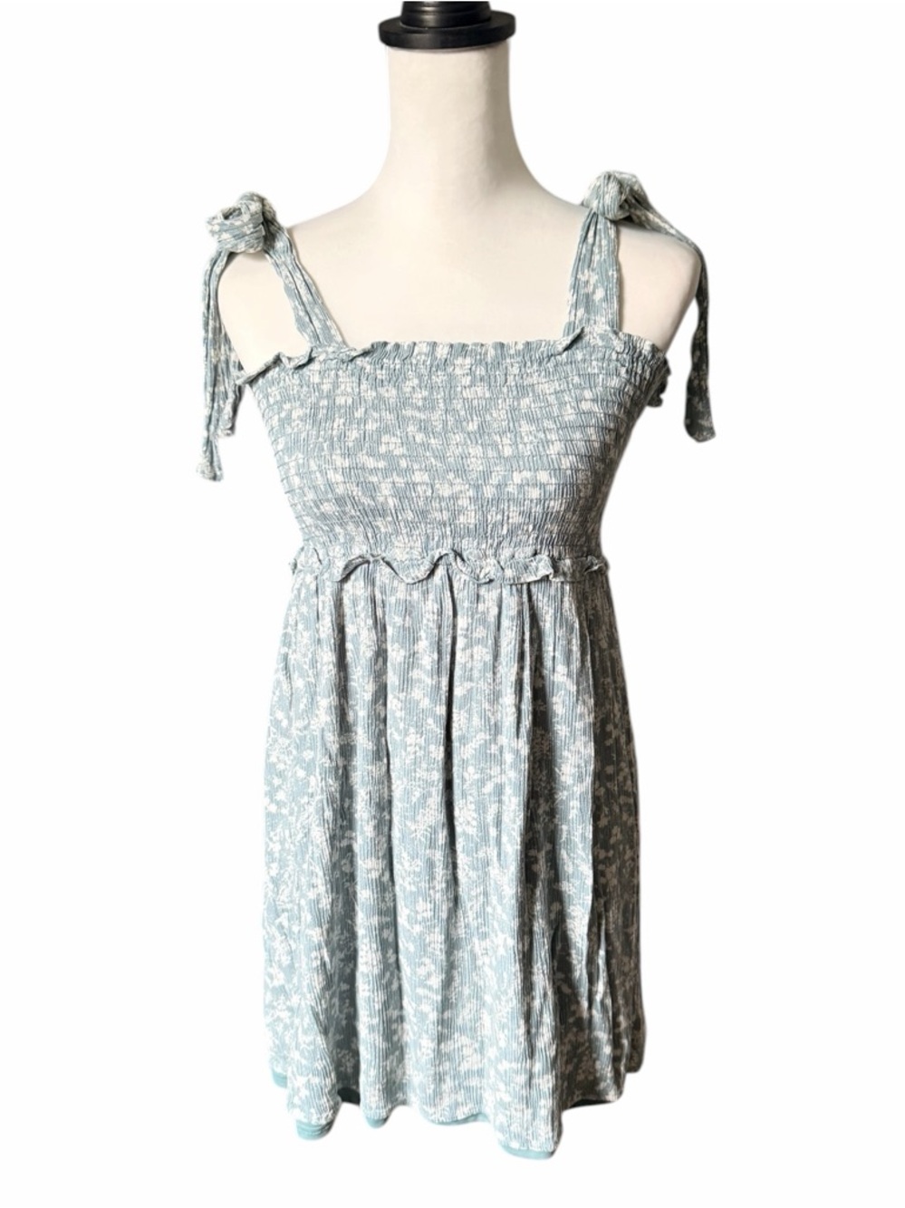 Lazy Sundays Sleeveless Dress White Green / Blue Small